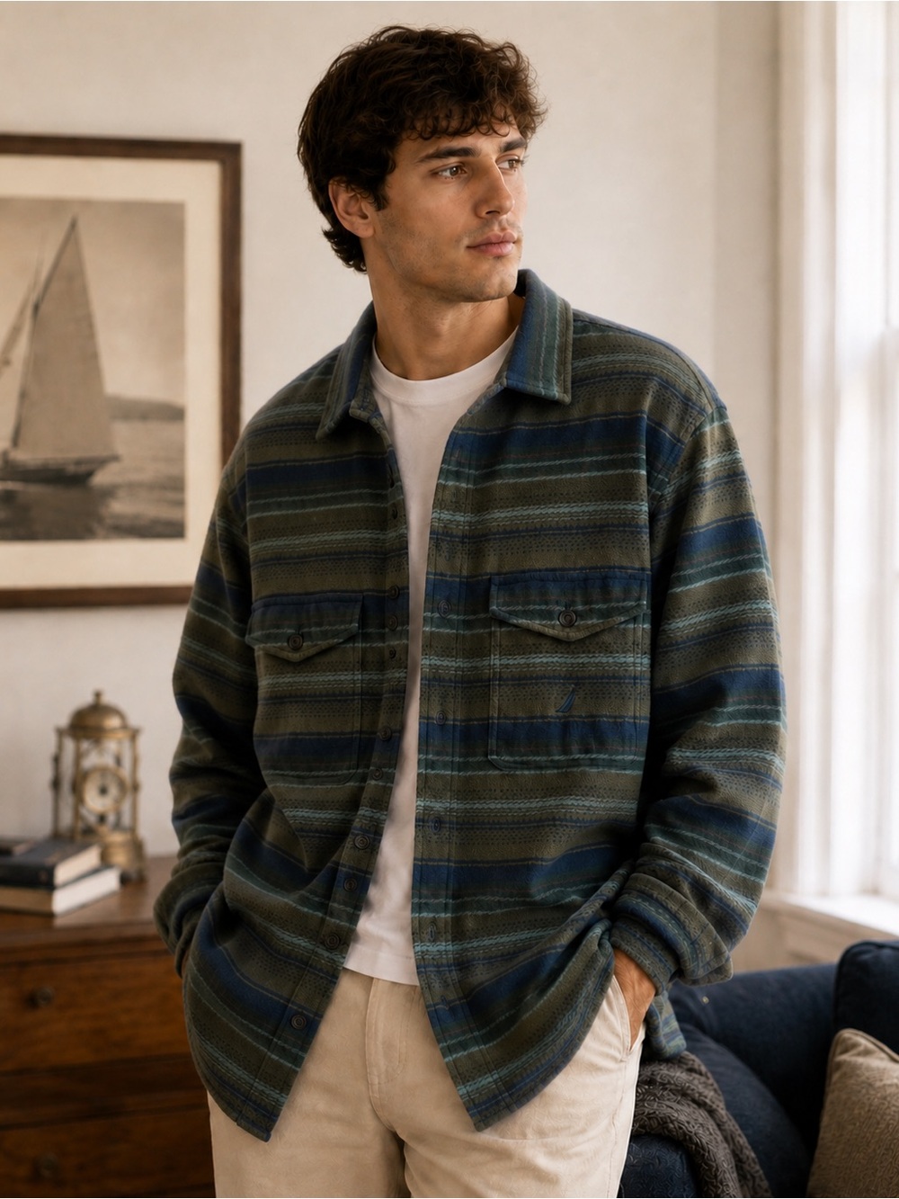 Nautica Fleece Button Shirt | Plaid Cozy Layer | 2X
